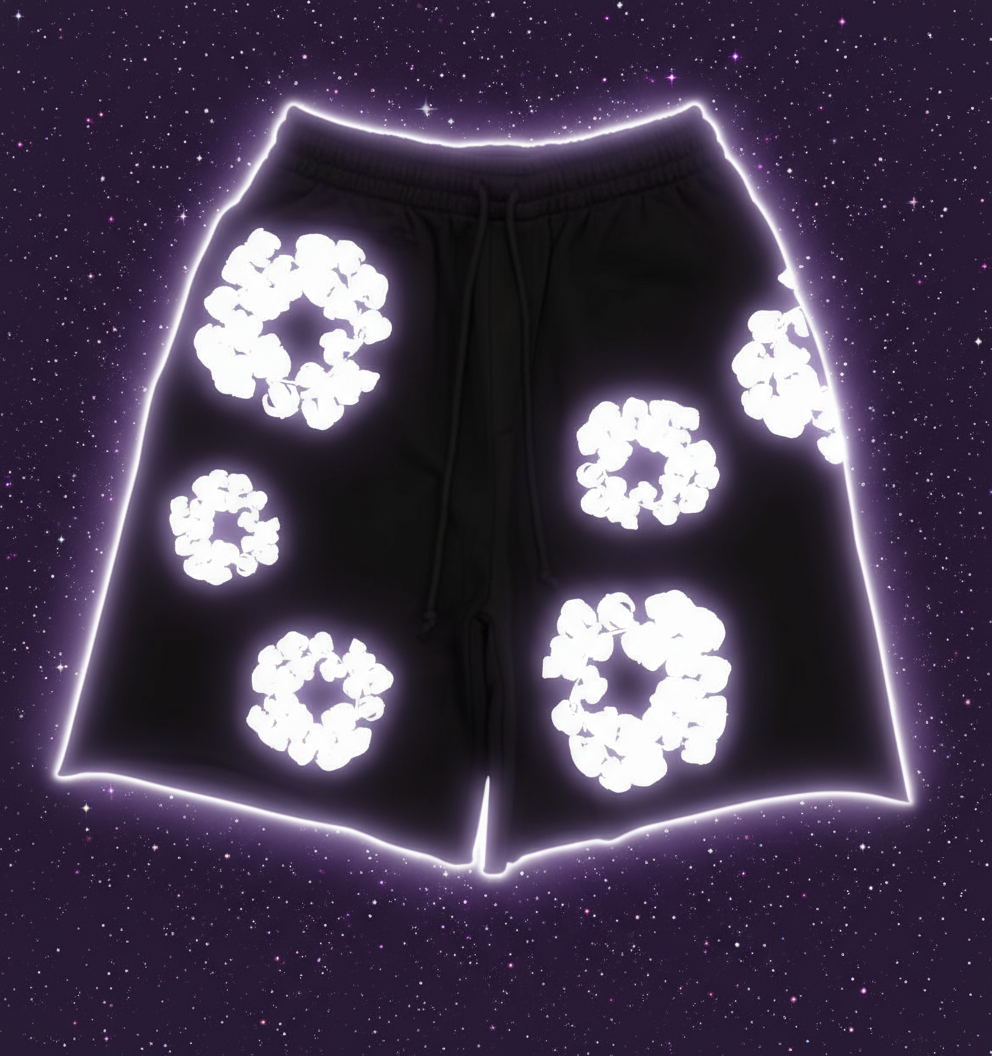Denim Tears Cotton Wreath Black Shorts