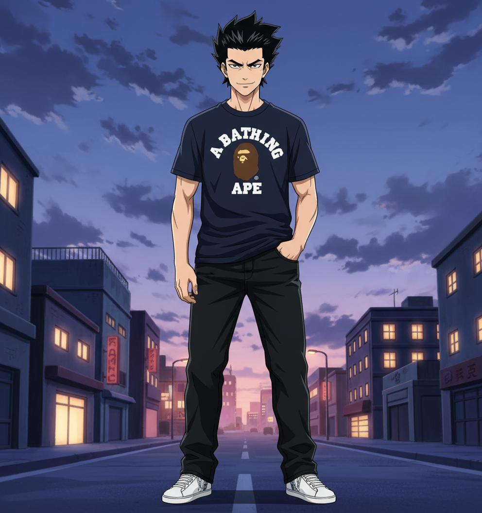Bape College Tee (Navy Blue)