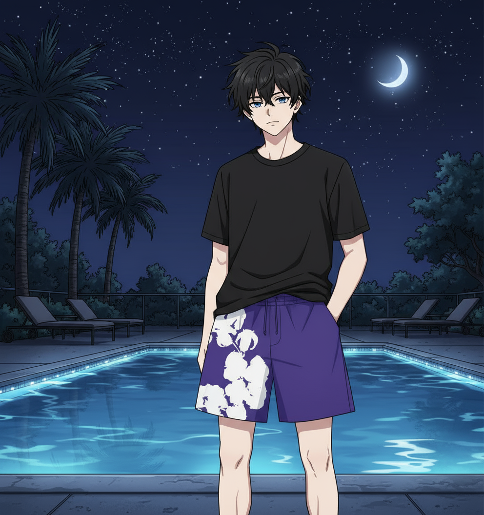 The Denim Tears Big Cotton Wreath Purple Sweat Shorts