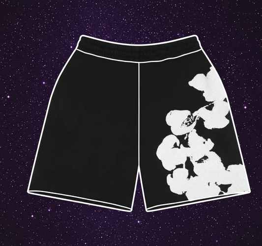 Denim Tears Big Cotton Wreath Black Sweat Shorts