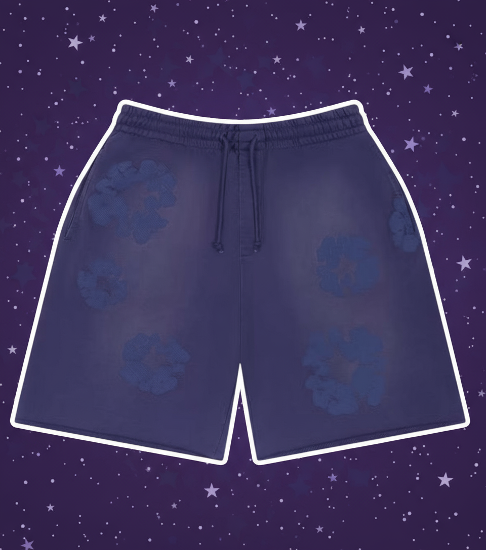 Denim Tears Mono Cotton Wreath Wasted Blue Sweat Shorts