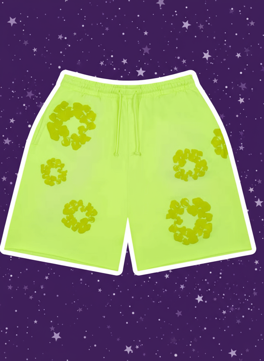 Denim Tears Mono Cotton Wreath Neon Green Sweat Shorts